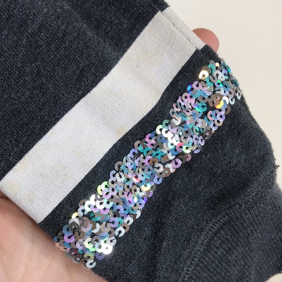 Victoria's Secret LOVE Bling Sleeves Grey Pullover Hoodie Size XS - Picture 12 of 12